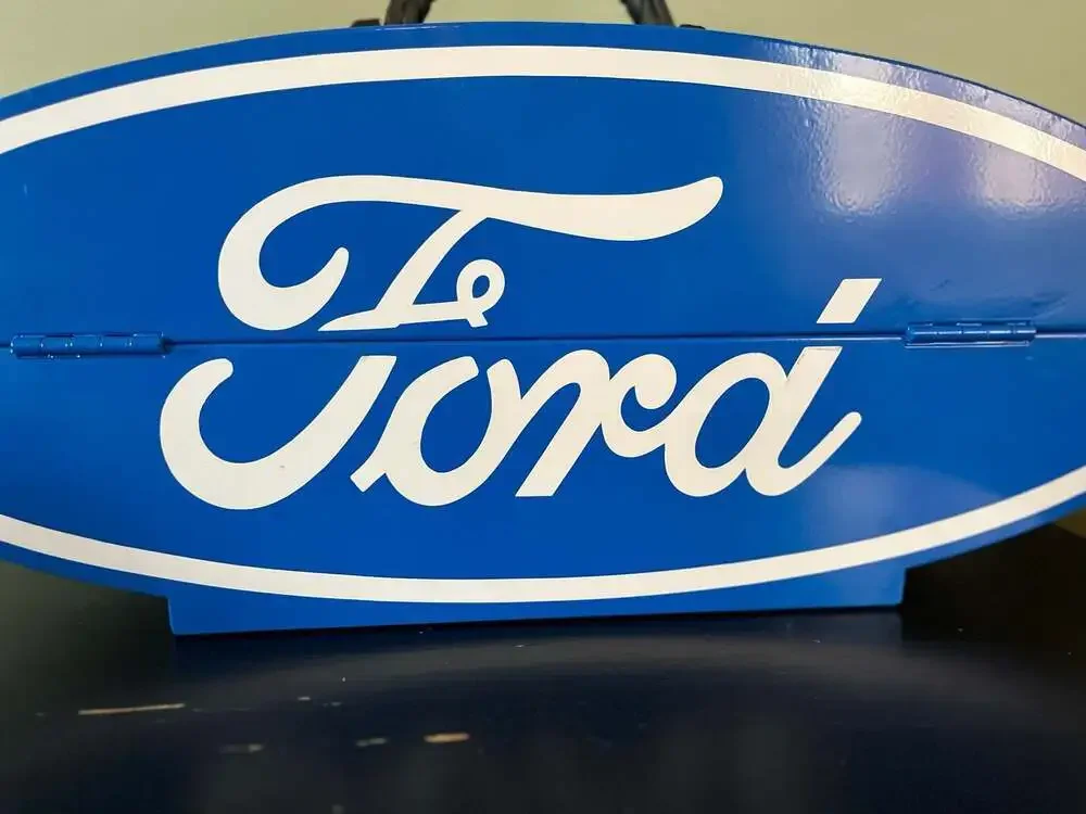 Ford Oval Logo Metal Portable Toolbox Blue 23